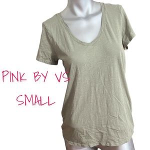 GUC PINK BY VICTORIAS SECRET SMALL TEE. LIGHT ARMY GREEN.